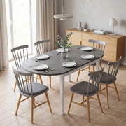 Folding Dining Table for Small Spaces with Drop-Leaf Sides Seats 4 to 6 Grey White Homcom