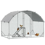 Large Walk In Metal Chicken Coop with Activity Shelf for Outdoor Poultry and Rabbits Grey