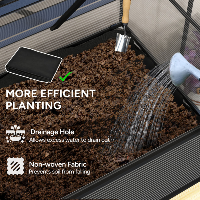 Natural Wooden Raised Garden Bed 60 x 120cm with Base for Plants and Veg by Outsunny