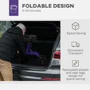 Folding Rollator Walker with Seat Backrest and Storage Bag for Seniors Purple by HOMCOM AOSOM