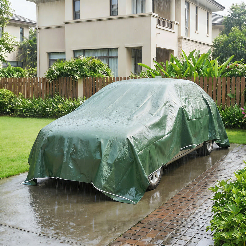 Waterproof Tarpaulin Cover for Outdoor Furniture and Cars Large 6 x 4 m Green