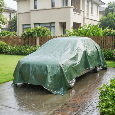 Waterproof Tarpaulin Cover for Outdoor Furniture and Cars Large 6 x 4 m Green AOSOM