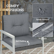 Grey 5 Piece Rattan Garden Furniture Set with Cushions and Coffee Table by Outsunny