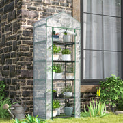 White 193cm Five Shelf Mini Greenhouse for Plants and Seedlings by Outsunny