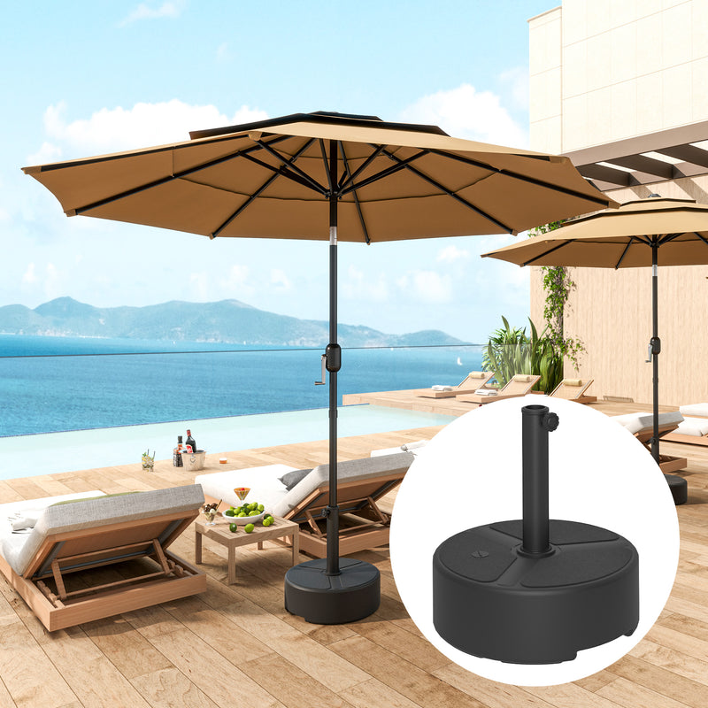 Round Garden Parasol Base Heavy Duty Umbrella Stand Holds Up to 20kg Black by Outsunny