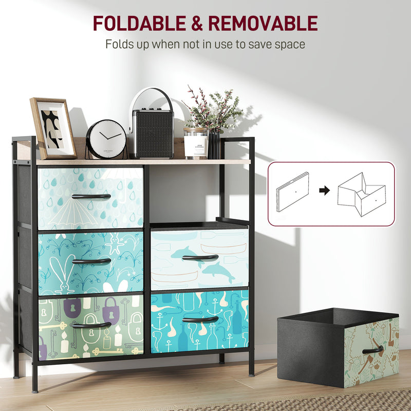 6 Drawer Chest of Drawers with Spacious Storage for Bedroom or Living Room Blue