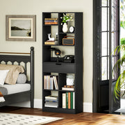 Tall Freestanding Bookshelf with Drawer for Home Office or Bedroom Storage Black