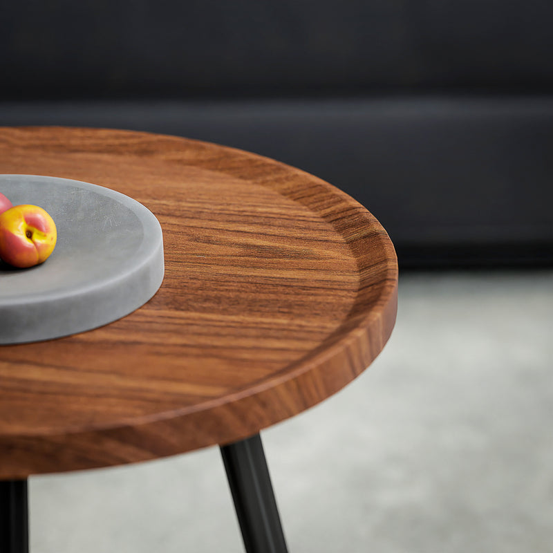 Set of 2 Modern Nesting Coffee Tables with Metal Legs for Living Room or Office Chestnut