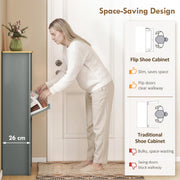 Shoe Cabinet for Hallway Storage with Three Drawers and Slim Space Saving Design Light Grey AOSOM