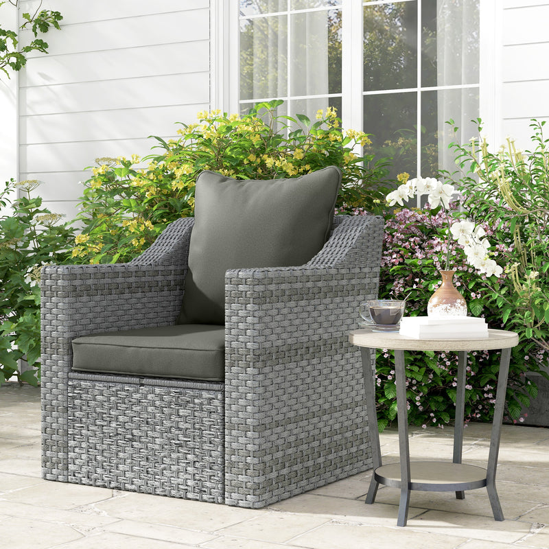 Charcoal Grey Seat and Back Cushion Set for Garden Chairs with Thick Padded Support