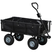 114L Steel Frame Garden Cart Trolley Heavy Duty Black by Outsunny