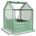 Raised Garden Planter Bed with Mini Greenhouse for Vegetables and Herbs Green and Silver AOSOM
