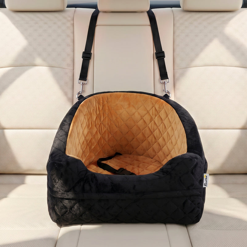 Pet Car Seat for Small Dogs and Cats Keeps Pets Secure and Car Seats Clean Brown Black