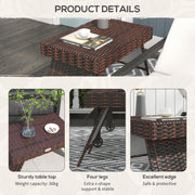 Brown Rattan Foldable Outdoor Coffee Table With Steel Frame for Garden by Outsunny