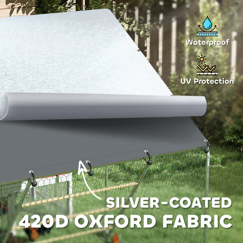 Walk in Chicken Run with Cover Feeding Door Feeder and Perch for 6 8 Poultry by PawHut