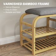 Bamboo Shoe Rack Bench with Padded Seat Natural Wood Finish by HOMCOM