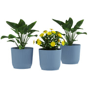 Set of 3 Blue 22cm Garden Planters Lightweight and Durable by Outsunny