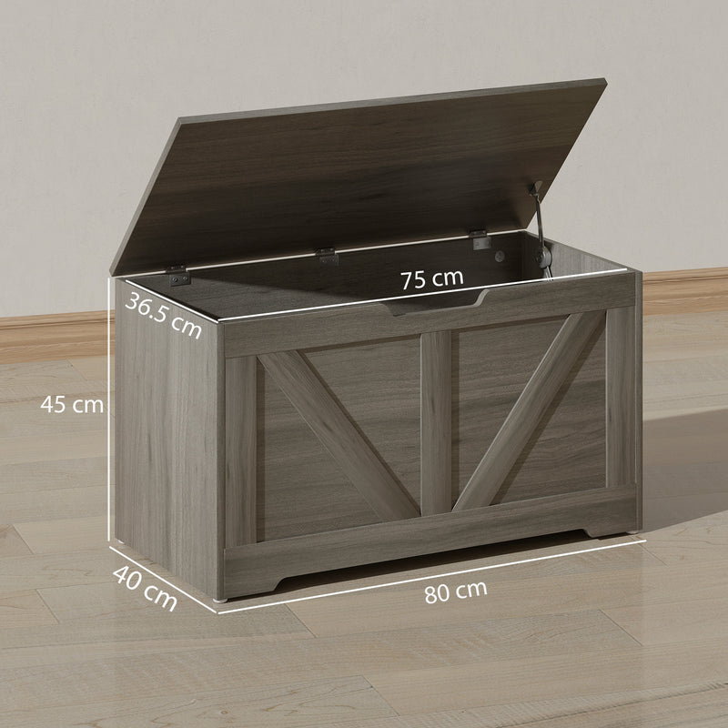 100L Large Storage Box With Safety Hinges Ideal for Home Organisation Charcoal, Grey