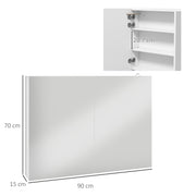 Bathroom Mirror Cabinet with LED Light and USB Charging Adjustable Shelf White