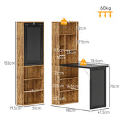 Folding Desk with Blackboard and Side Shelf Rustic Brown Home Office Workstation by HOMCOM