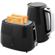 Black 1.7L 3000W Fast Boil Cordless Kettle and 2 Slice Toaster Set With 7 Browning Levels by HOMCOM