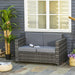 2 Seater Rattan Garden Sofa with Cushions and Armrests Mixed Grey by Outsunny