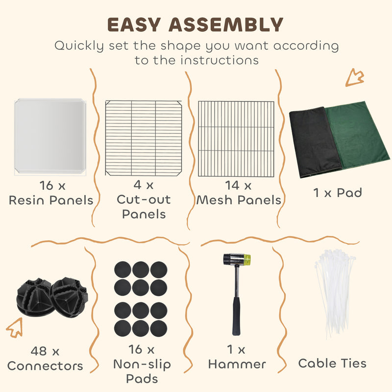 Small Pet Cage and Playpen with Waterproof Mat for Easy Cleaning Black AOSOM