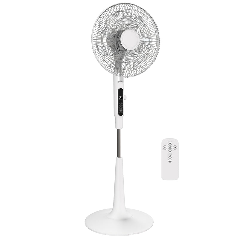 Pedestal Fan with Insect Repellent Slot and Quiet Cooling for Bedrooms and Living Rooms White AOSOM