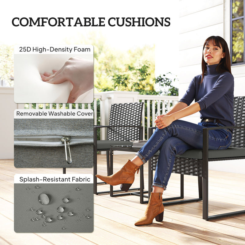 Garden Bistro Set for Small Balconies with Cushioned Chairs and Table
