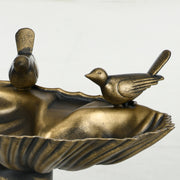 81cm Tall Vintage Style Bird Bath with Decorative Birds and Planter Base Bronze by Outsunny
