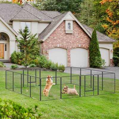 16 Panel Heavy Duty Puppy Playpen for Small and Medium Dogs Indoor Outdoor Use Grey AOSOM