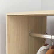 HOMCOM Open Wardrobe on Wheels, Bedroom Wardrobe with Clothes Hanging Rail, 2 Storage Shelves, Mobile Garment Rack for Cloakroom, Hallway, Natural AOSOM