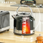 Black Polished Metal Cordless Kettle and Toaster Set for Modern Kitchens by HOMCOM