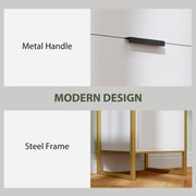 White Industrial 3 Drawer Chest of Drawers with Metal Frame for Bedroom and Living Room by HOMCOM