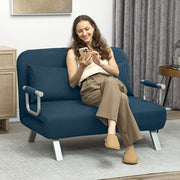 Two Seater Click Clack Sofa Bed Converts to Guest Bed for Small Spaces, Navy Blue