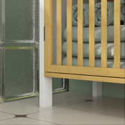 Retro Bamboo Under Sink Cabinet With Cut Out Doors Ideal For Bathroom Storage