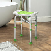 Adjustable Height Aluminium Shower Stool With Non Slip Feet For Bathroom Safety Green