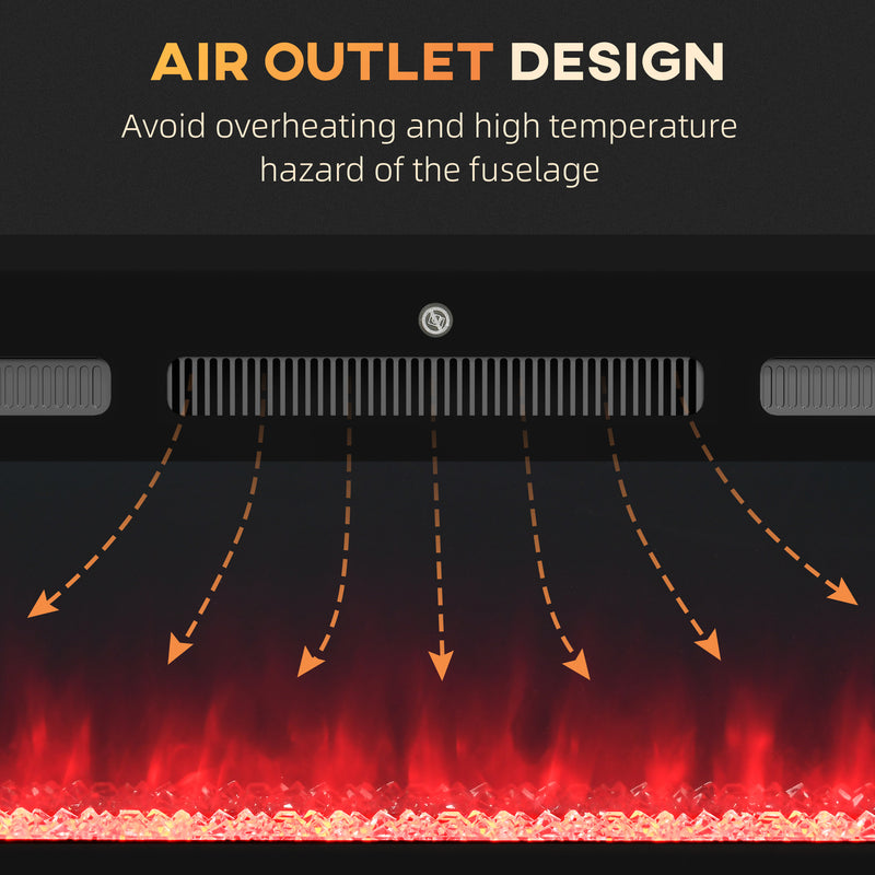 102cm Electric Wall Mounted Fireplace With Remote Control And 9 Flame Colours, Black