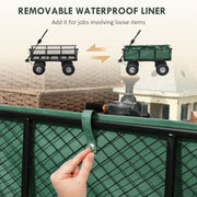 Green 114L Steel Frame Garden Cart Trolley for Heavy Loads by Outsunny