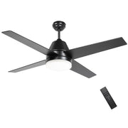 Ceiling Fan with LED Light and Remote Control Ideal for Low Ceilings Black and Walnut Brown AOSOM