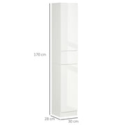Tall Bathroom Storage Cabinet with Drawer and Adjustable Shelves Freestanding White