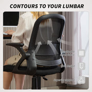 Ergonomic Mesh Office Chair With Lumbar Support and Flip Up Arms for Home or Office Black