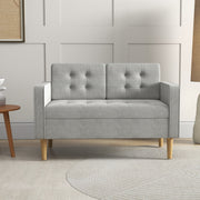 2 Seater Sofa with Hidden Storage and Wooden Legs for Small Spaces Light Grey