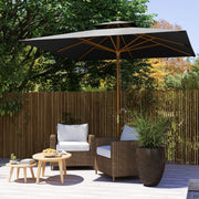 Black 3x3m Garden Parasol with Double Tier Canopy for Sun Protection by Outsunny