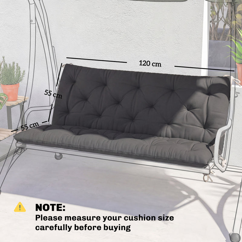 Garden Bench and Swing Seat Cushion for Two Seaters with Water Resistant Cover Black