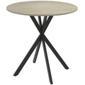Round 80cm Industrial Dining Table in Oak Finish Ideal for Small Kitchens or Dining Areas