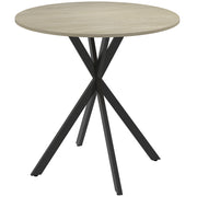 Round 80cm Industrial Dining Table in Oak Finish Ideal for Small Kitchens or Dining Areas