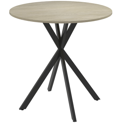 Round 80cm Industrial Dining Table in Oak Finish Ideal for Small Kitchens or Dining Areas
