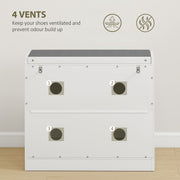 White Shoe Storage Bench For Entryway - Flip Drawer With Chevron Detail - Grey Cushioned Seat Homcom