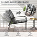 Grey 3 Piece Garden Bistro Set with Recliner Chairs and Cushions by Outsunny